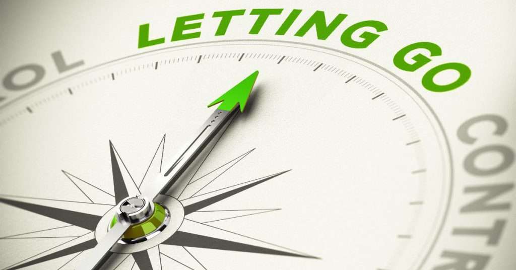 Compass pointing toward the words 'Letting Go', symbolizing the shift from control to surrender and inner peace